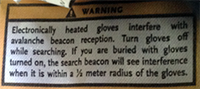 Black Diamond Heated Glove Warning